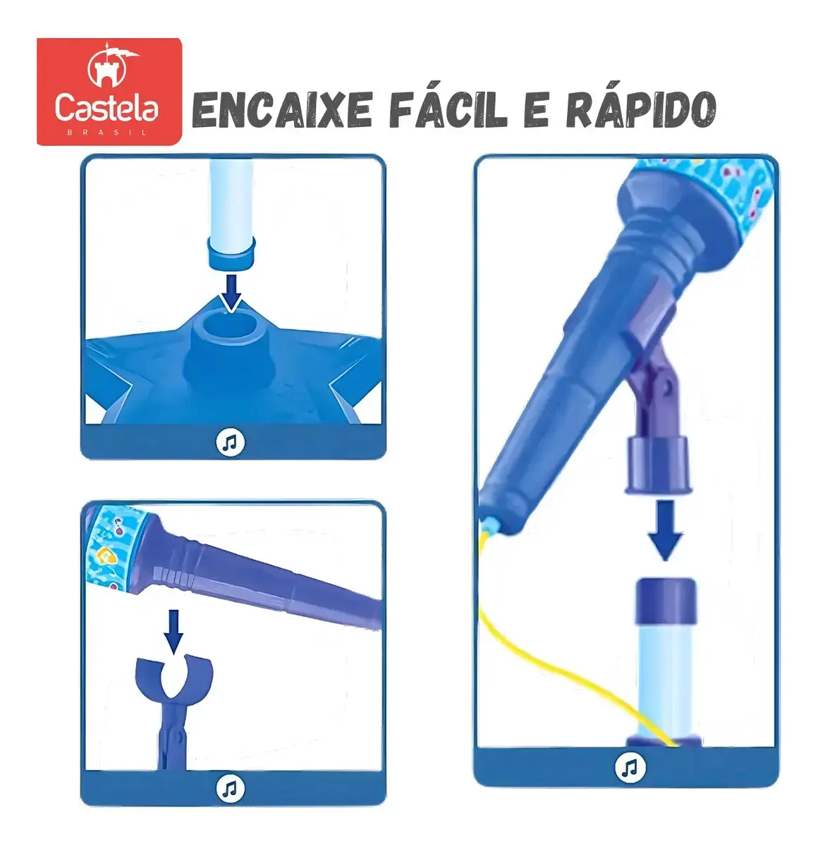 Guitarra Musical Infantil Castela Azul Com Som, Luzes e Microfone thumbnail 5