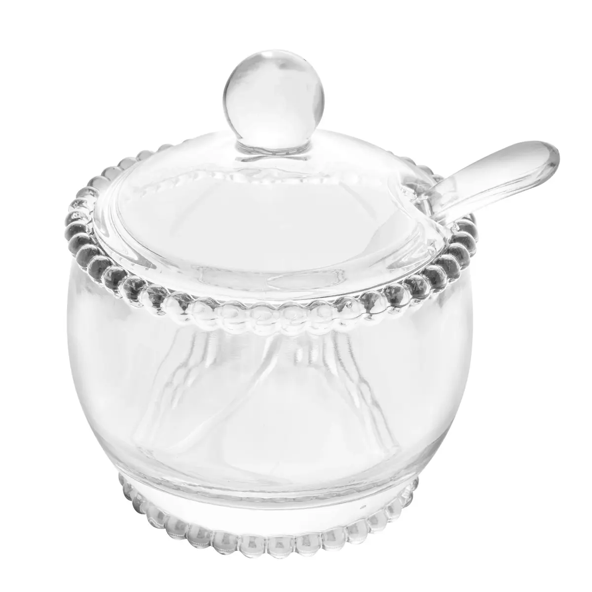 WOLFF - Conjunto Açucareiro com Colher 200ml e Travessa Oval 24cm Pearl Cristal