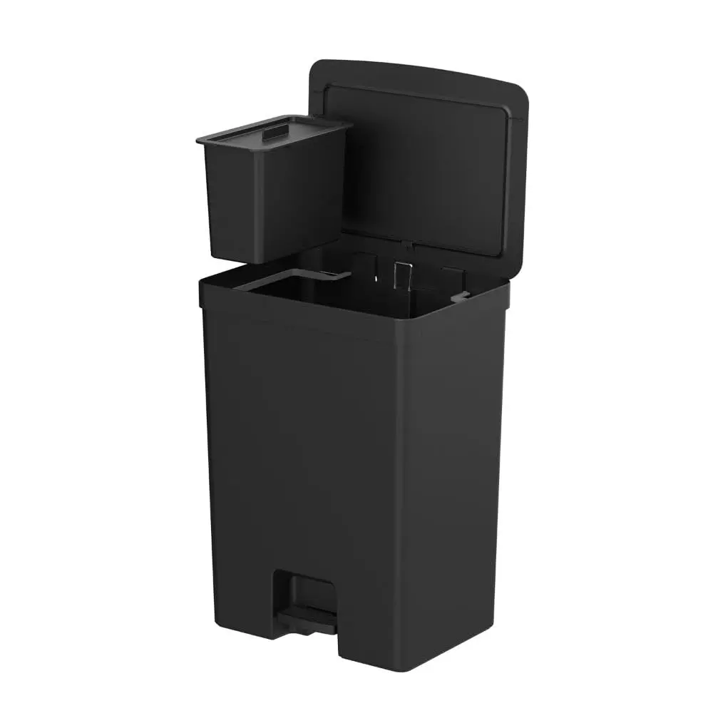 Ou Lixeira com Pedal 46L + 4L Preto Linha Trium
