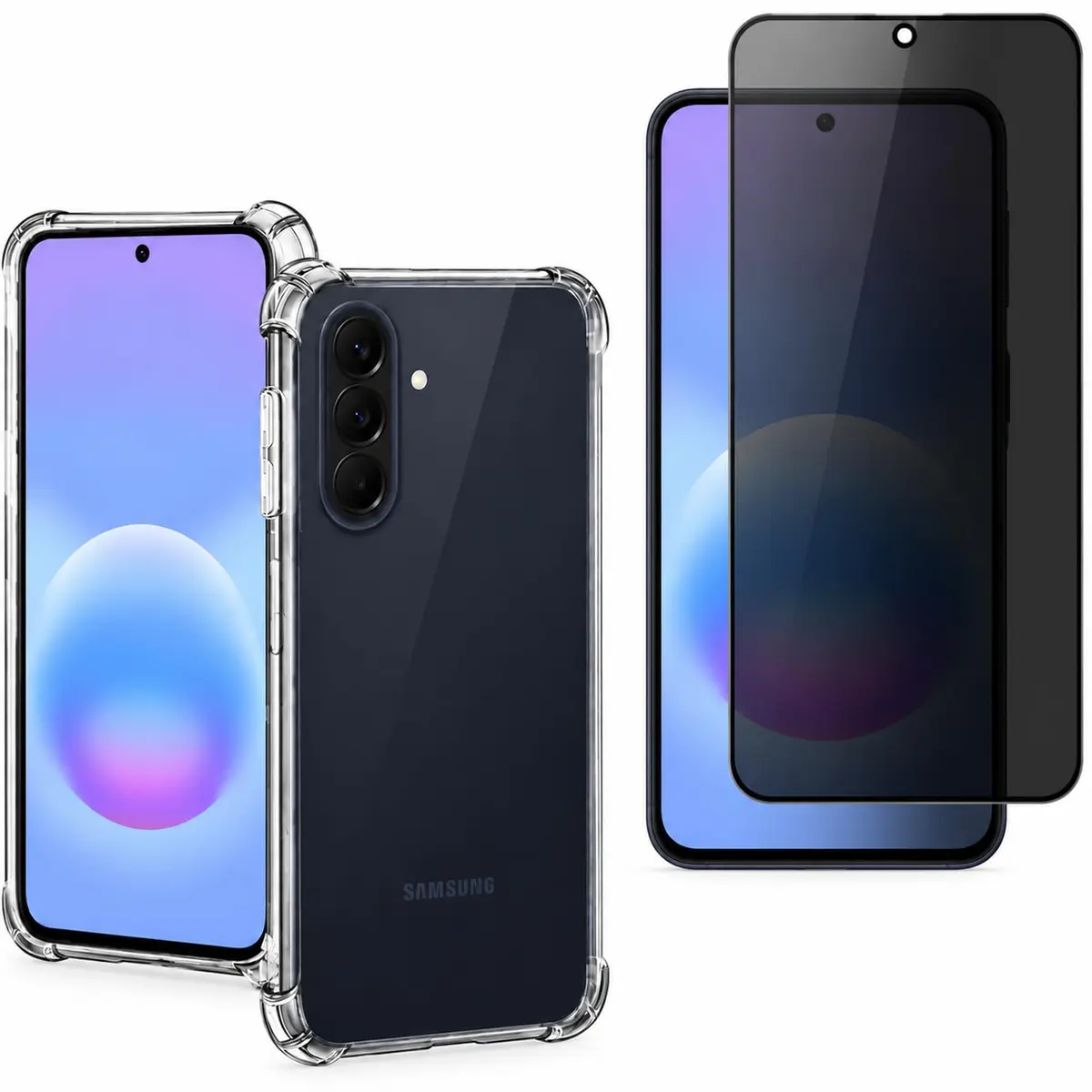 Kit Capa Anti Impacto + Película Cerâmica Privativa para Samsung Galaxy A57 | Bordas reforçadas com tecnologia de absorção de impactos para máxima segurança contra quedas acidentais no uso diário