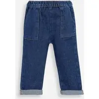 calça reta infantil jeans cós elástico azul