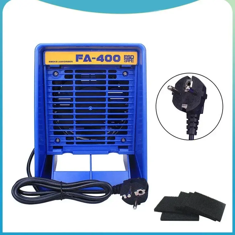 220v/110v FA-400 absorvedor de fumaça de ferro de solda esd extrator de fumaça instrumento de fumar com 5 peças de esponja de filtro de carvão ativado grátis