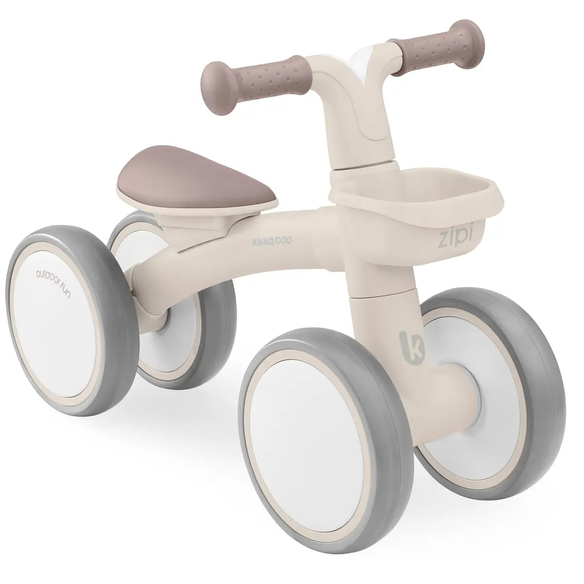 Kikka Boo Bicicleta sem pedais ZIPI, corredores bebé de 1 ano, bicicleta de equilíbrio, bicicleta para bebê com cesta, ajustável, brinquedo para crianças, presente para bebê, bege - 1
