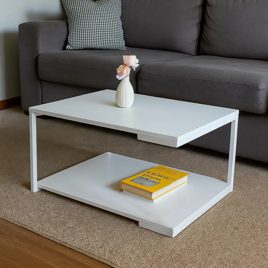 Mesa de Centro Strassis Design SD-3090 Metal e MDF cor Branca - 1