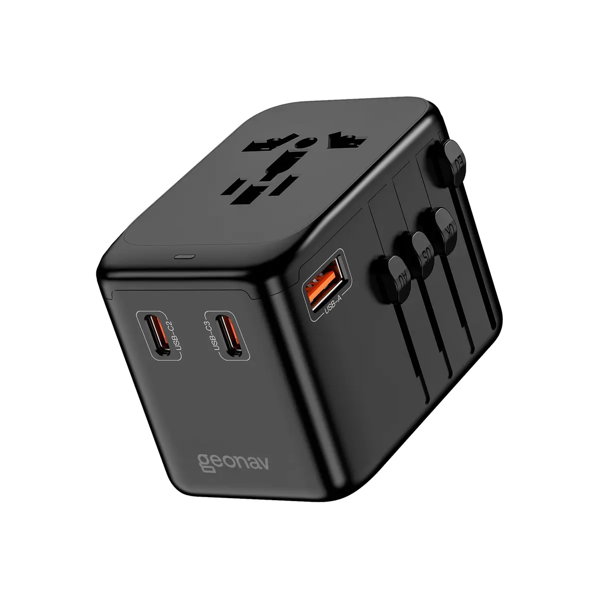 Geonav Carregador Universal com Adaptadores de Viagem 65W, 1 Portas USB + 3 USB-C