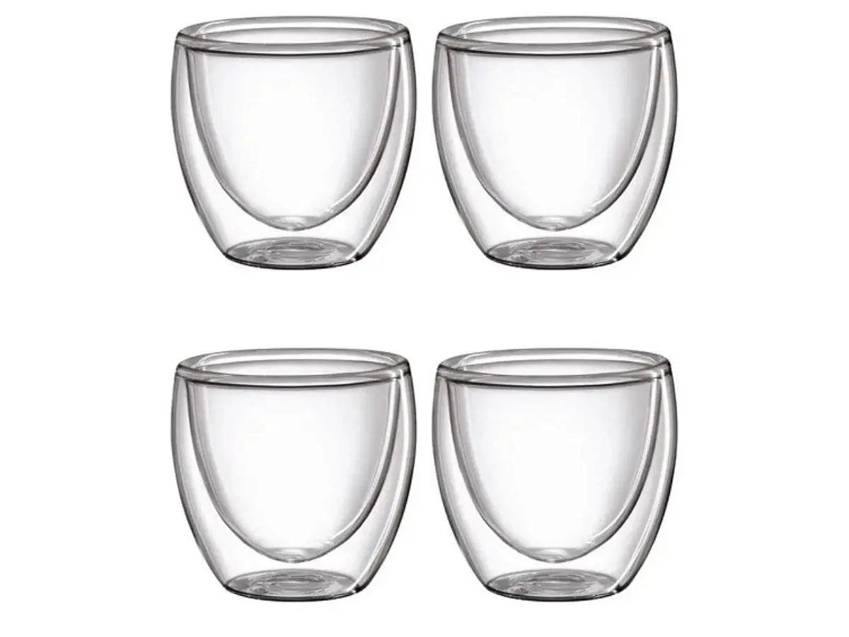 Conjunto 4 Copos Parede Dupla Café/chá Vidro Borossilicato - Envio Hoje