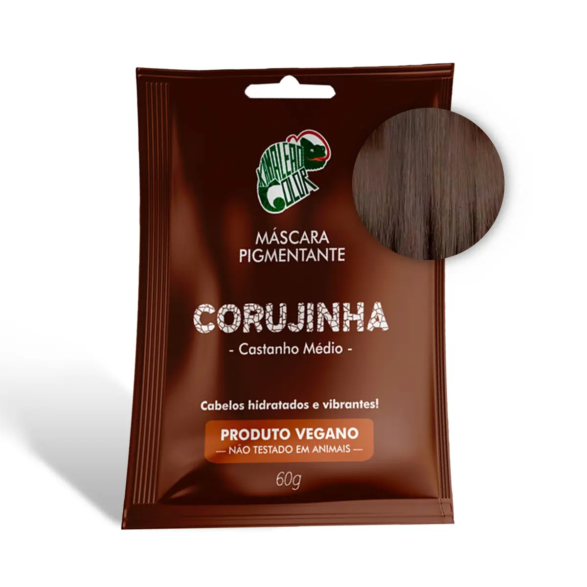 Kamaleão Color – Máscara Pigmentante Semi-Permanente - Cores Vibrantes e Hidratação Intensa – Low Poo, Vegano, Cruelty Free – Sachê 60g - Corujinha - 1
