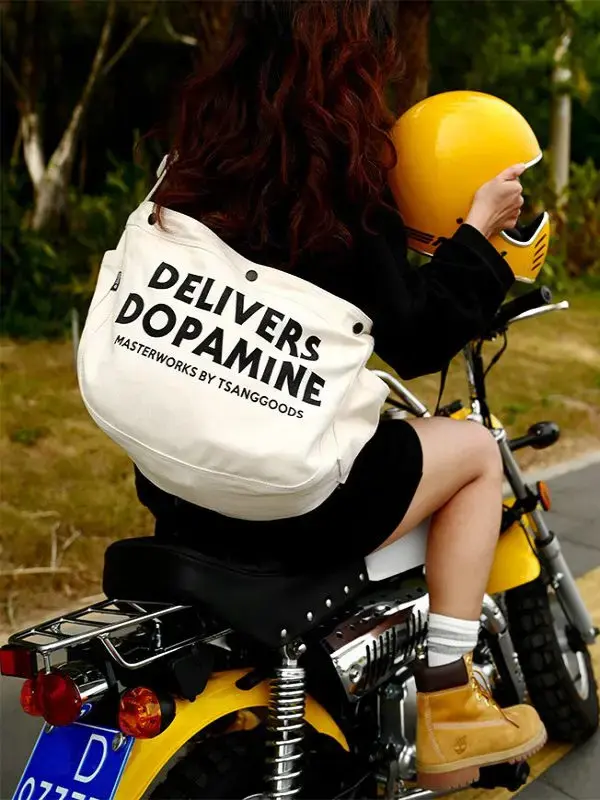 Bolsa Retrô Americana Estilo Newsboy para Motocicleta, Bolsa Transversal para Notebook de 13 Polegadas, Mochila de Lona Macia...
