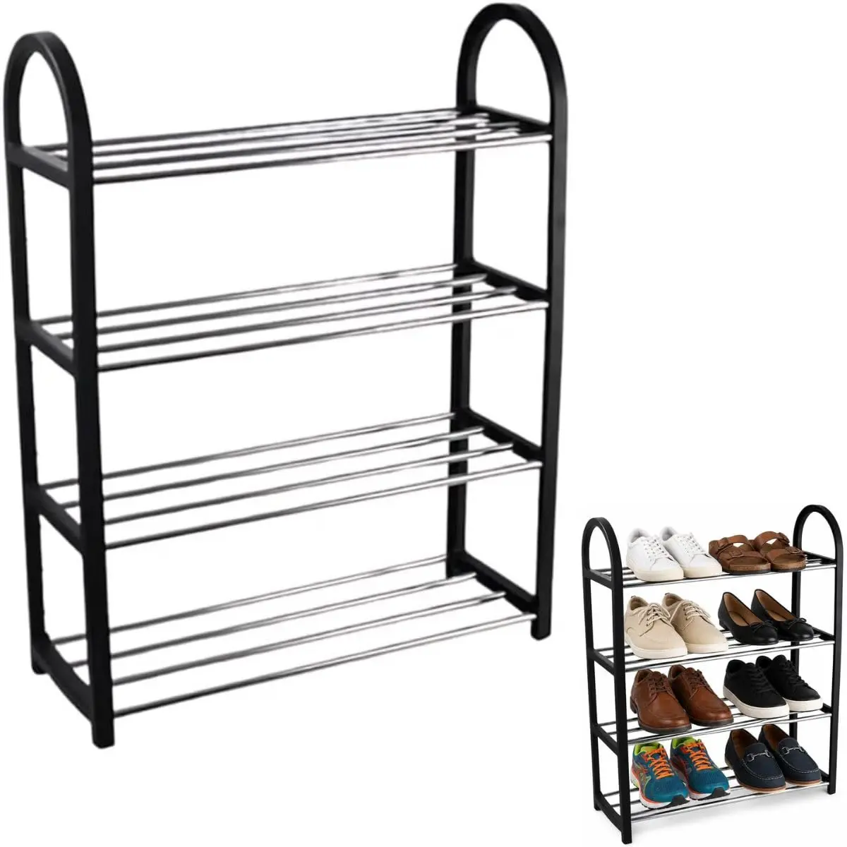 Sapateira Organizadora 4 Andares Porta Sapatos Multiuso | Fácil Montagem, Estrutura de Metal Ideal Para Quarto Corredor e Hall de Entrada