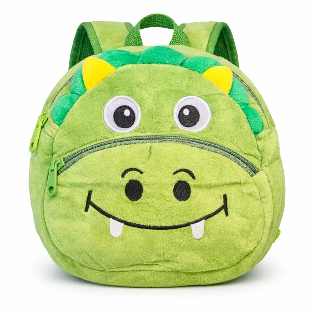 Mini Mochila Infantil de Bichinhos em Poliéster Tipo Pelúcia 2 Bolsos, Alça Regulável, Leve e Resistente para Escola, Passeio e Dia a Dia Estampa de Animais.