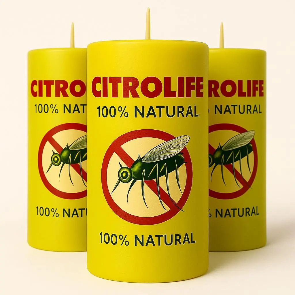 Kit 3 Velas de Citronela 100% Natural Repelente Longa Duração Não Tóxica | Repelente Contra Mosquitos, Pernilongo, Dengue, Não Tóxica, Seguro para Crianças e Pets, Uso Interno e Externo - 1