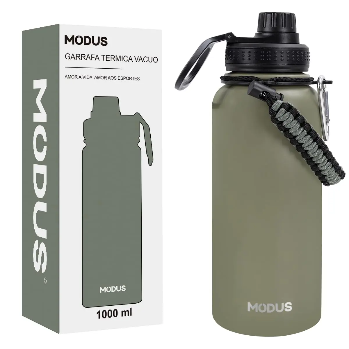 MODUS Garrafa Térmica Esportiva De Inox Com Isolamento A Vácuo 950ML | Verde Oliva