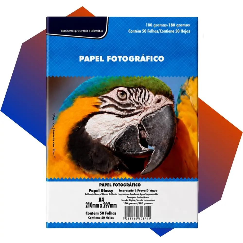 Papel Fotográfico A4 180g Glossy Brilhante Premium 50 Folhas | Papel Resistente à Água Alto Brilho Impressora Imprimir Fotos Fotografia Arte Impressão Não Adesivo - 1