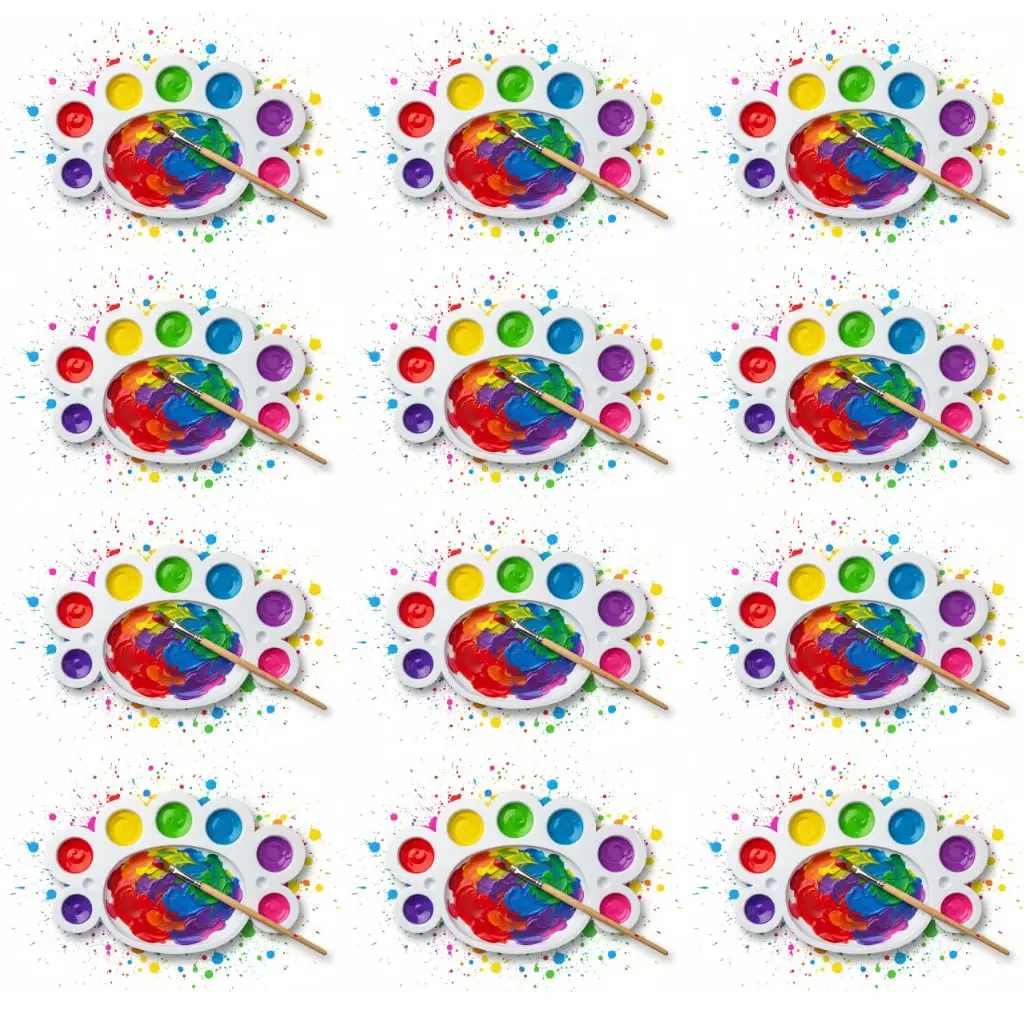 Kit 12 Bandejas De Plastico Paleta Godê 8 Cavidades Para Pinturas Tinta Aquarela Escolar Artesanato - 1