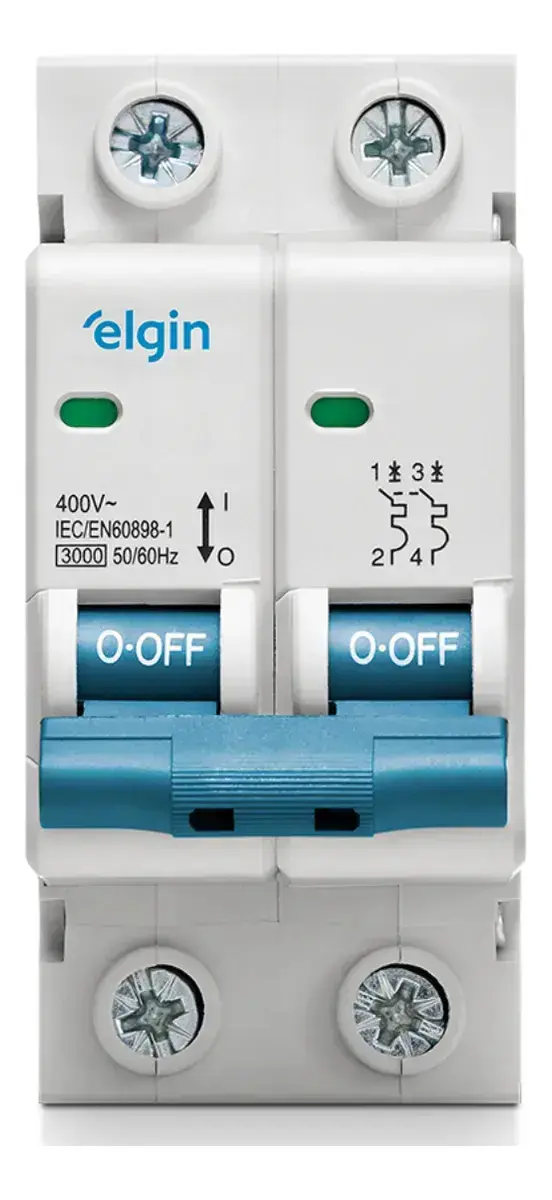 Disjuntor Bipolar Duplo 10a, 16a, 20a, 25a, 32a,40a, 50a,63a Elgin