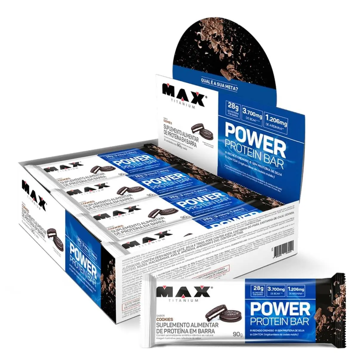 Max Titanium Power Protein Bar - 8 Unidades 90G Cookies - - 1