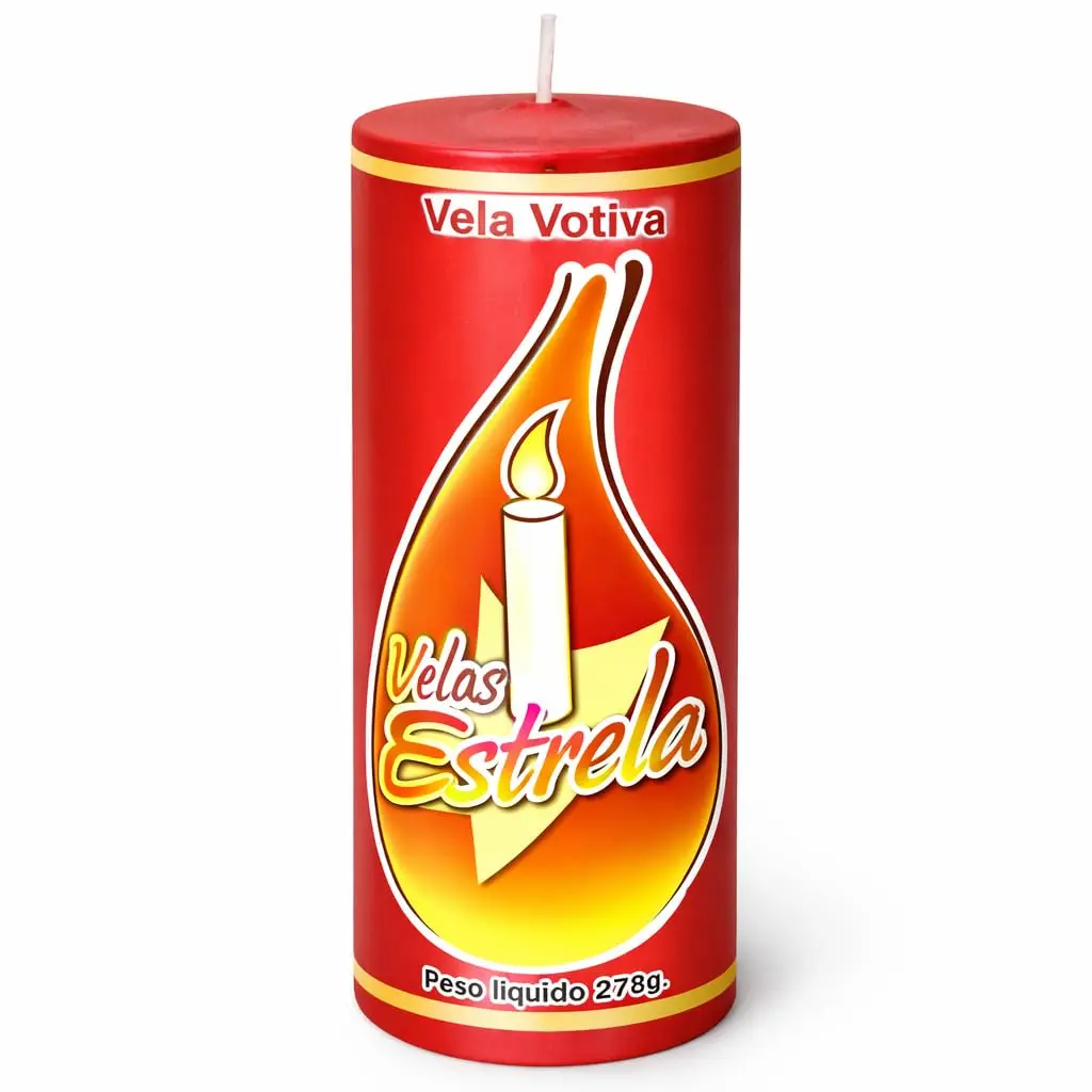 Vela Vermelha 7 Dias - 278 g 16 cm Votiva - Parafina Premium Velas Estrela - 1