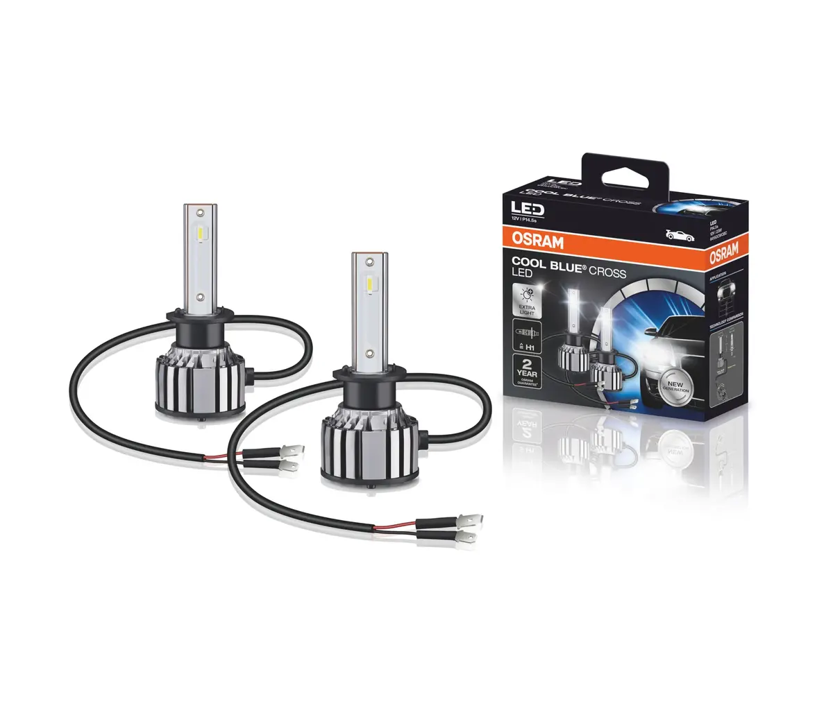 KIT LED COOL BLUE CROSS H1 OSRAM - 64150CW CBC - Potência 23W - Tensão 12V - 2 anos de Garantia - 6000K Branca Azulada