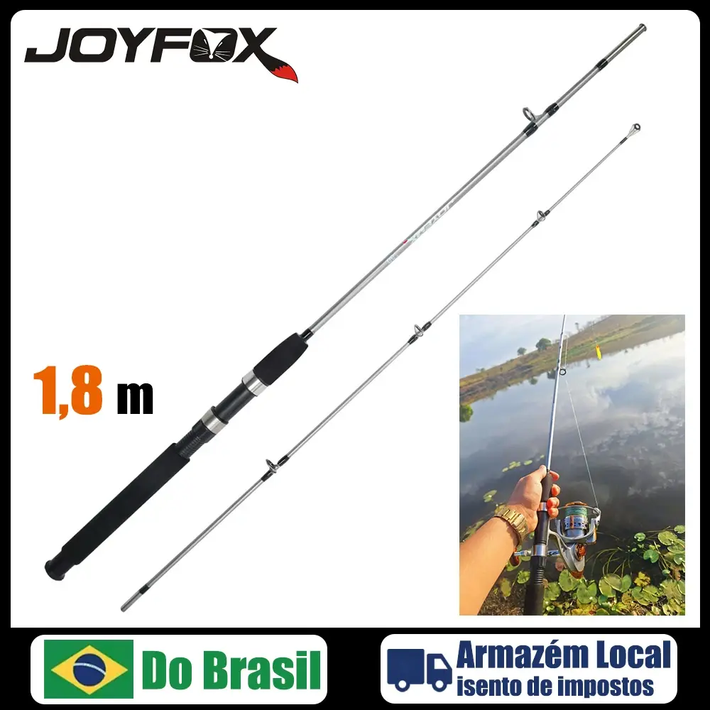 Joyfox Vara De Pesca 1,80m Vara De Molinete Carretilha Carbono 20-50lb 2 Partes Suporta 10 Kg