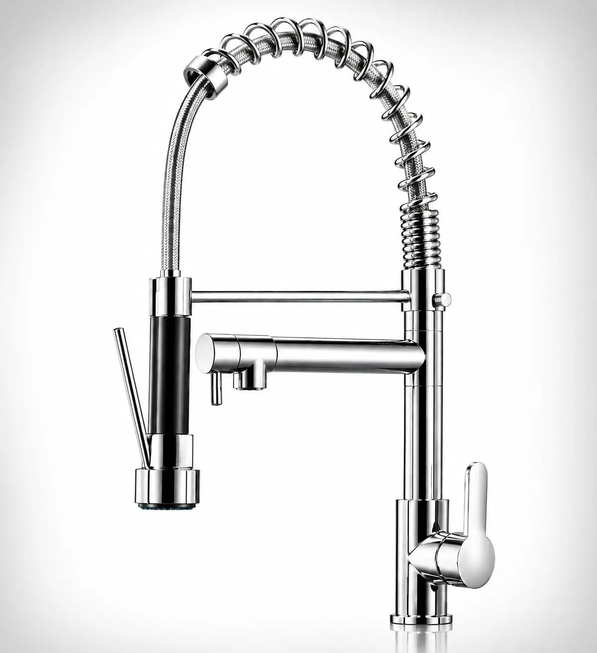 Torneira de Cozinha Gourmet de Bancada Prateado | Alça Única, Extensor de Spray, Para Ajuste