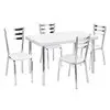 conjunto de mesa de jantar com 4 cadeiras gisele corino branco e cromado - Prata - 1