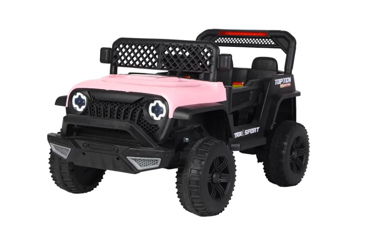 Bang Toys - Carrinho Elétrico Infantil Adventure 12V - com Luzes de LED, Sons, Entrada USB/MP3, Bluetooth, Controle Remoto - Suporta até 30kg - Cor Rosa - 1
