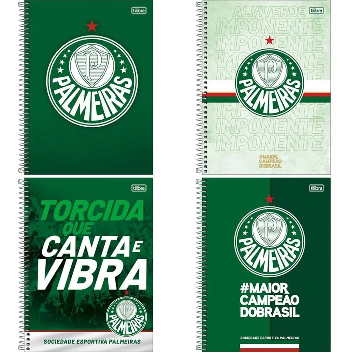 Kit de Cadernos, Tilibra, 10 Matérias, Capa Dura, Palmeiras, 160 Folhas, Pacote com 4