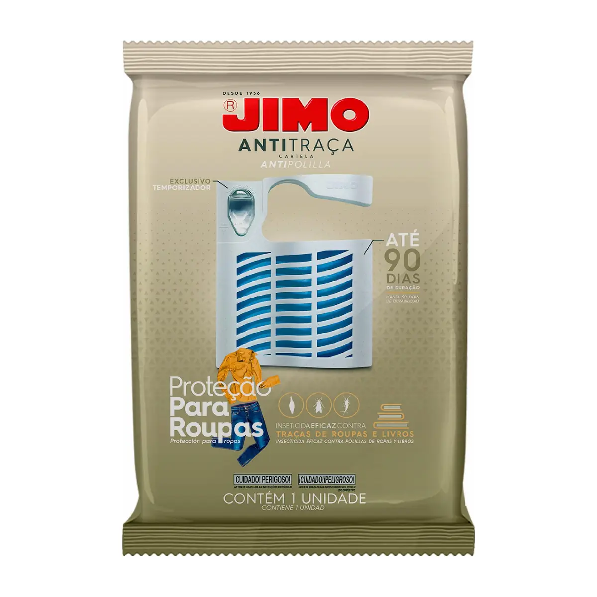 Jimo Anti-Traça Cartela 1 Unidade Inseticida Sem Cheiro Proteção para Roupas Livros Gavetas Armários Closets - 1