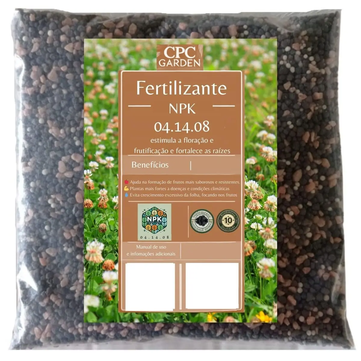 Fertilizante Premium NPK 04 14 08 Plantio e Floração CPC Garden 1 Kg