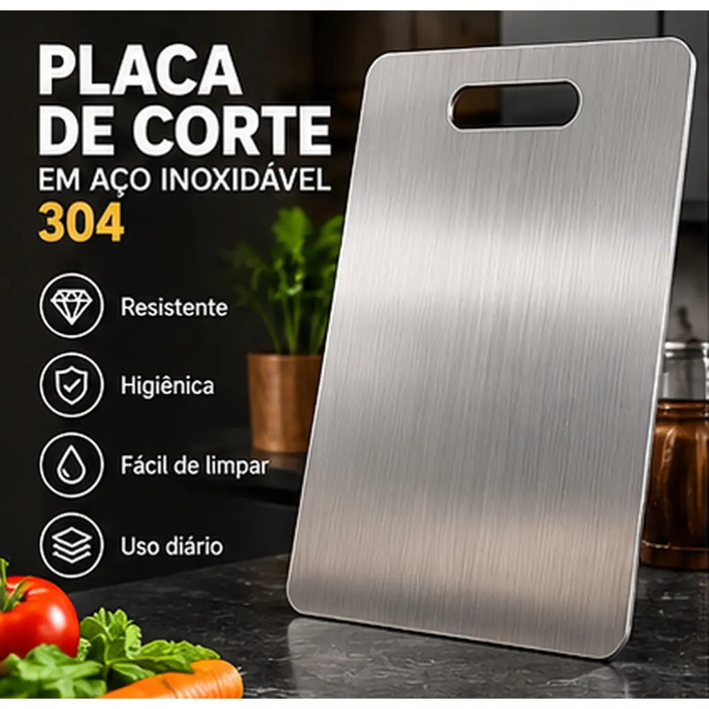 Tábua De Corte Dupla Face , Aço 304 Inoxidável, Antibacteriana para Uso Diário