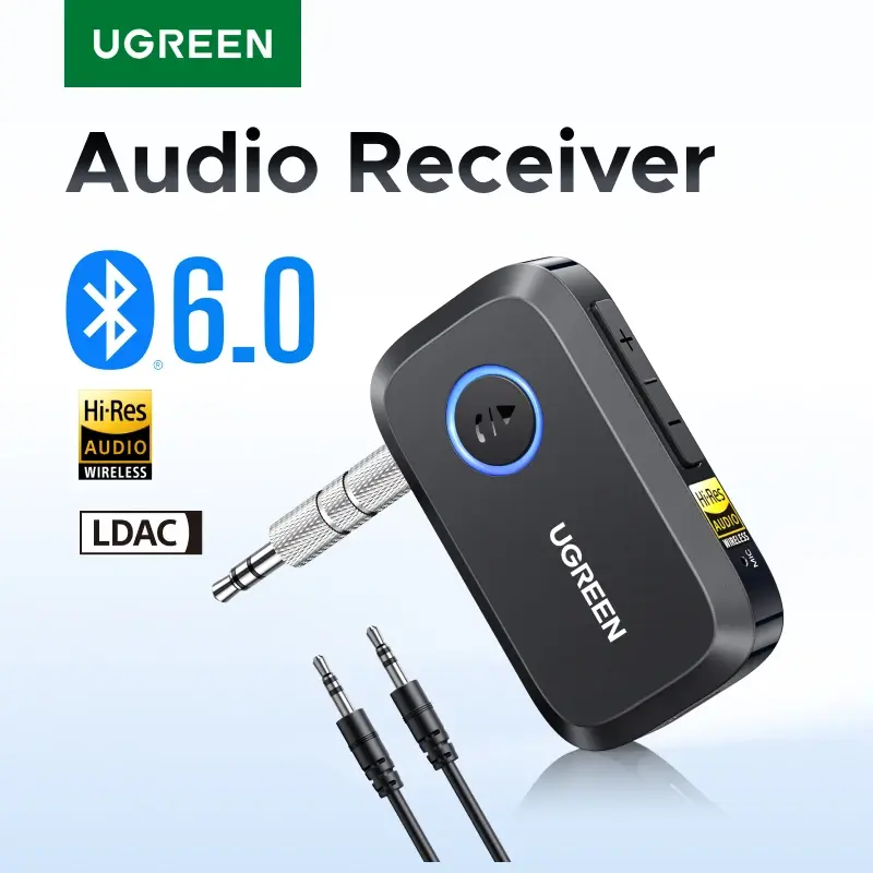 UGREEN Bluetooth Car 3,5 mm AUX Jacks para alto-falantes de carro Áudio Música Mãos livres Bluetooth 5.3