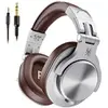 OneOdio Fone de Ouvido DJ A71 Fusion Silver/BrownFalante 40 mm Neodimio Conexão P2 ou P10 Com Microfone, Cabo Destacável, Grande