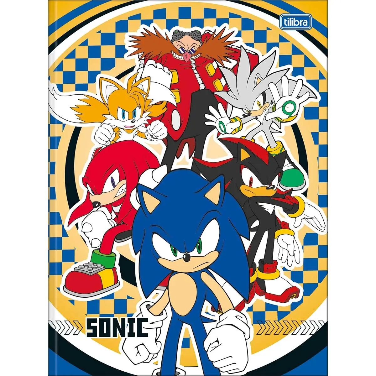 Tilibra - Caderno Brochura Capa Dura Universitário Sonic 80 Folhas - 200mm x 275mm - Sonic e sua turma - 1