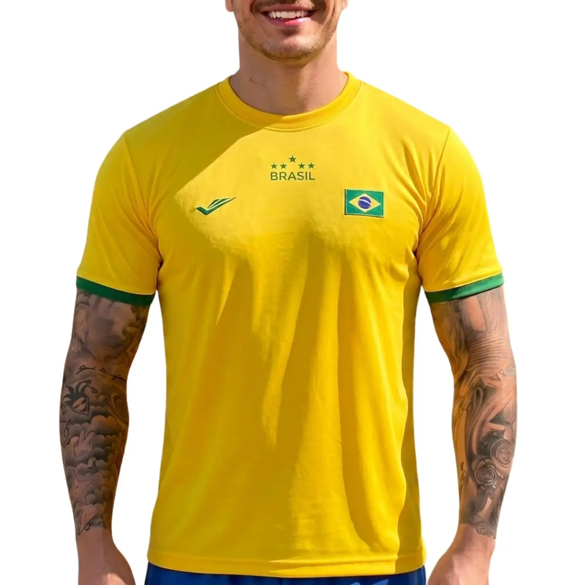 Camisa do Brasil Masculina Copa 2026 Camiseta Seleção Brasileira Estampada Elite Dry Fit Proteção UV Plus Size até EG5