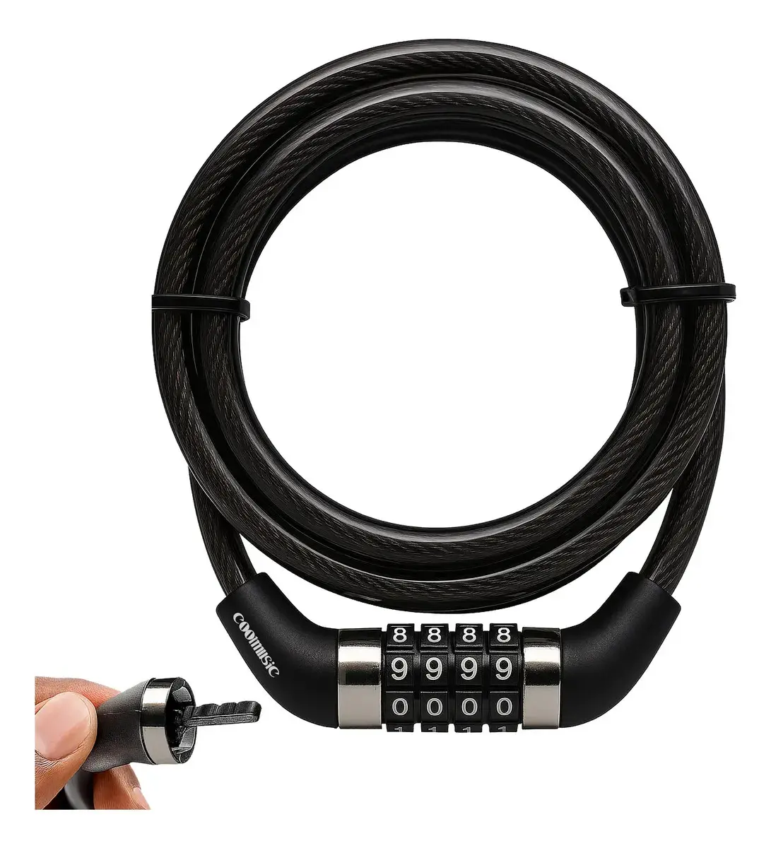 Cadeado Bicicleta Antifurto Trava Com Senha Aço Reforçado Para Bike Moto Corrente Portão Coolmusic Cor Preto - 1