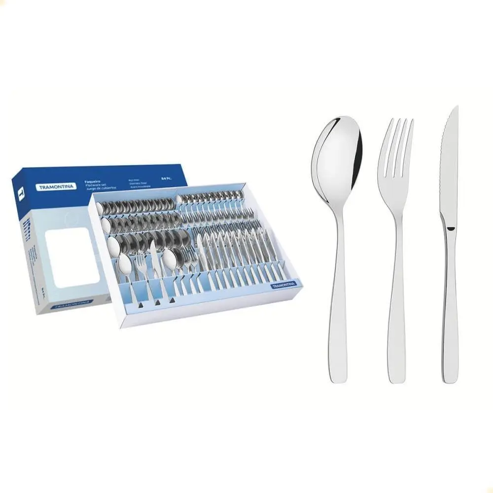 Tramontina 66950520 Faqueiro Aço inox com faca para Churrasco com 84 Peças, Prata