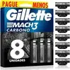 Refils Para Barbear Gillette Mach3 Carbono Carga para Aparelho de Barbear com Carvão Ativado 8 Uds - 1