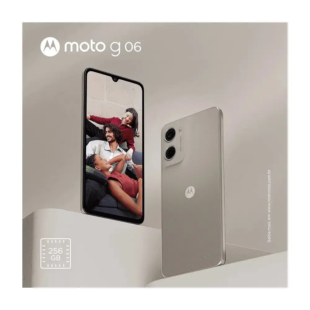 Smartphone Motorola Moto G06 - 256gb 4gb Ram + 8gb Ram Boost, e Camera 50mp Com Ai Bateria De 5200 Mah Tela 6.9 - Bege thumbnail 2