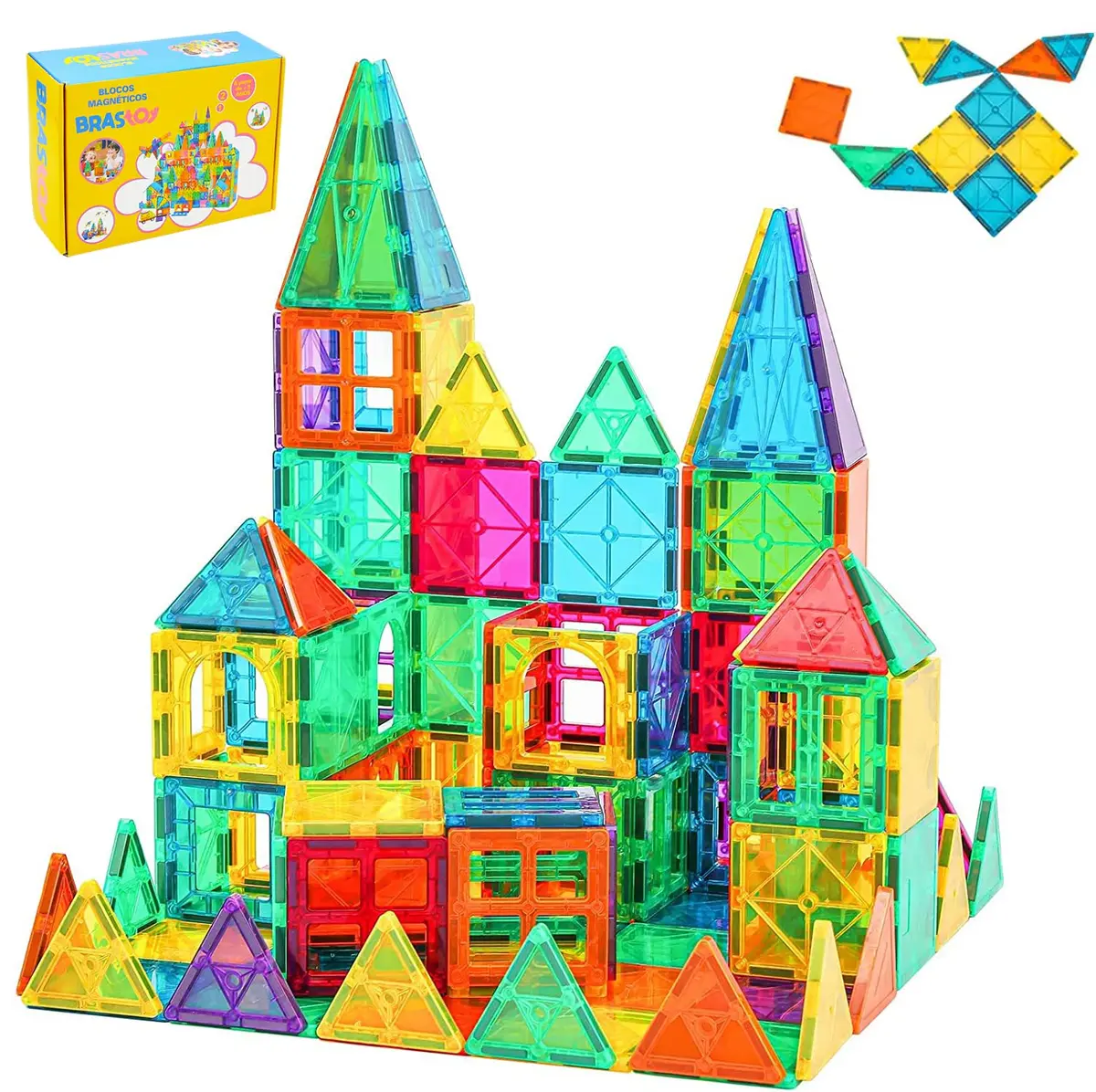 Brastoy Blocos de Montar Magnéticos Construção Infantil Brinquedo Educativo (65 Peças)