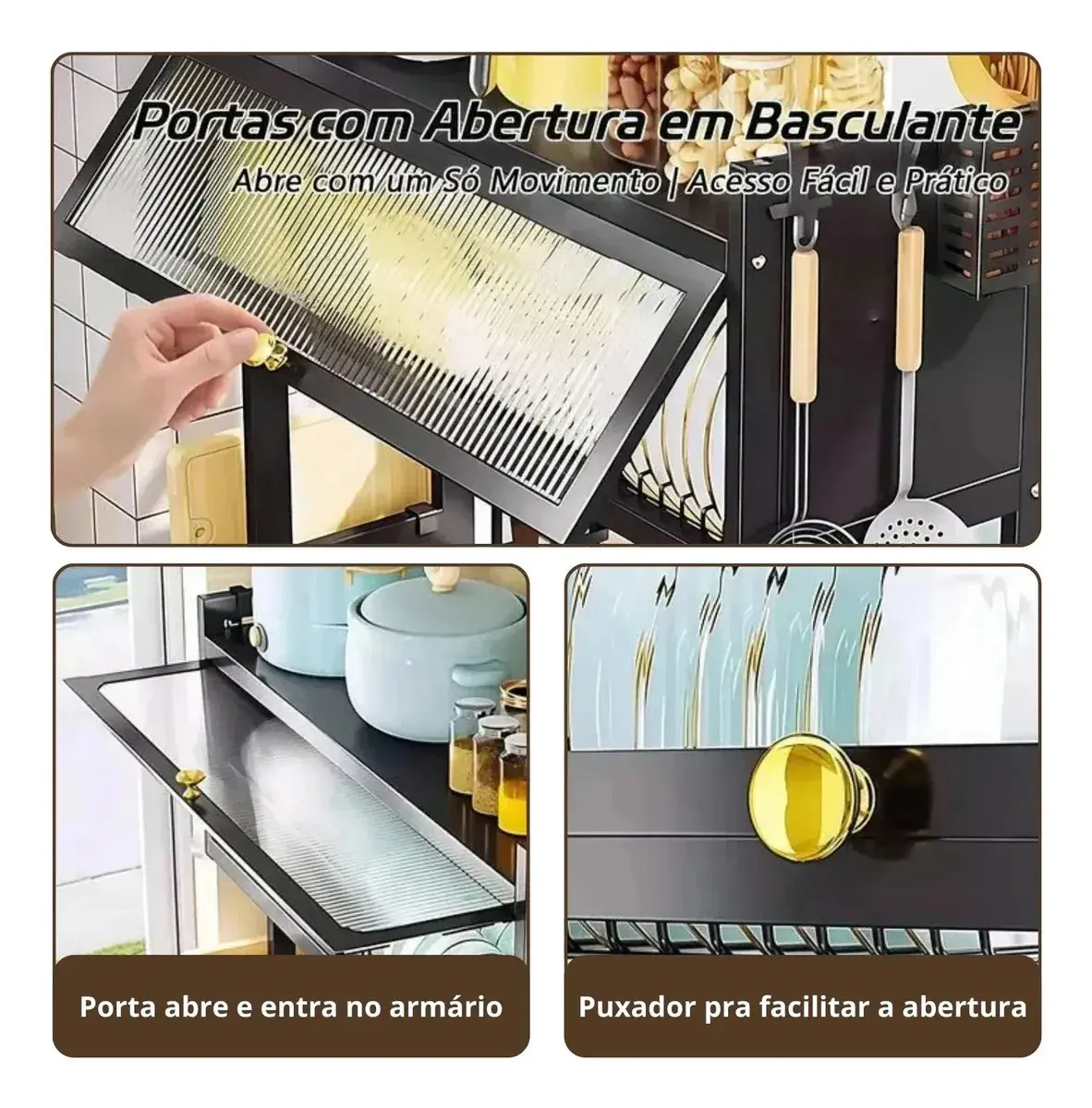 Escorredor de Louças Suspenso 65cm Preto Zelvi para Pratos Copos Talheres Organizador Pia Cozinha com Armário em Aço thumbnail 8