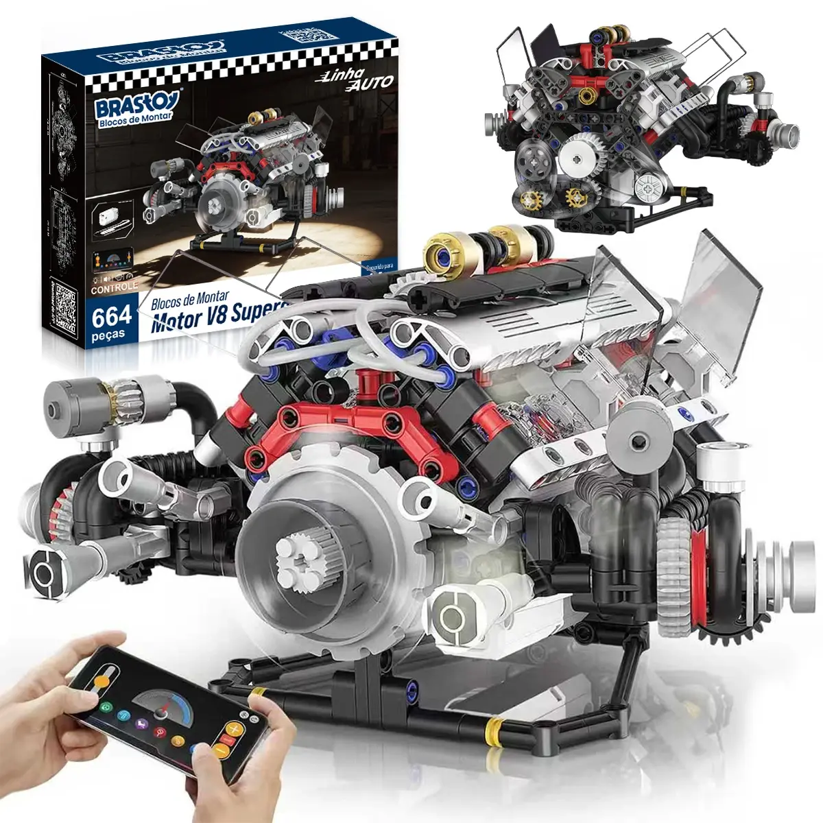 Manipulação V8 Motor Montagem Modelo Sonoro-Visual Mecânica Coleção de Peças