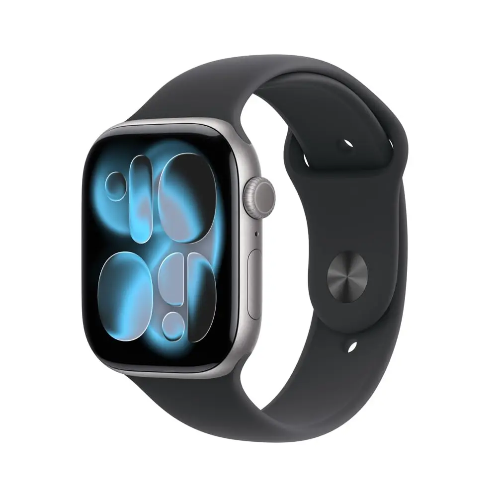 Apple Watch Series 11 GPS, Caixa em alumínio cinzento sideral de 46 mm com Bracelete desportiva preta - M/G - 1