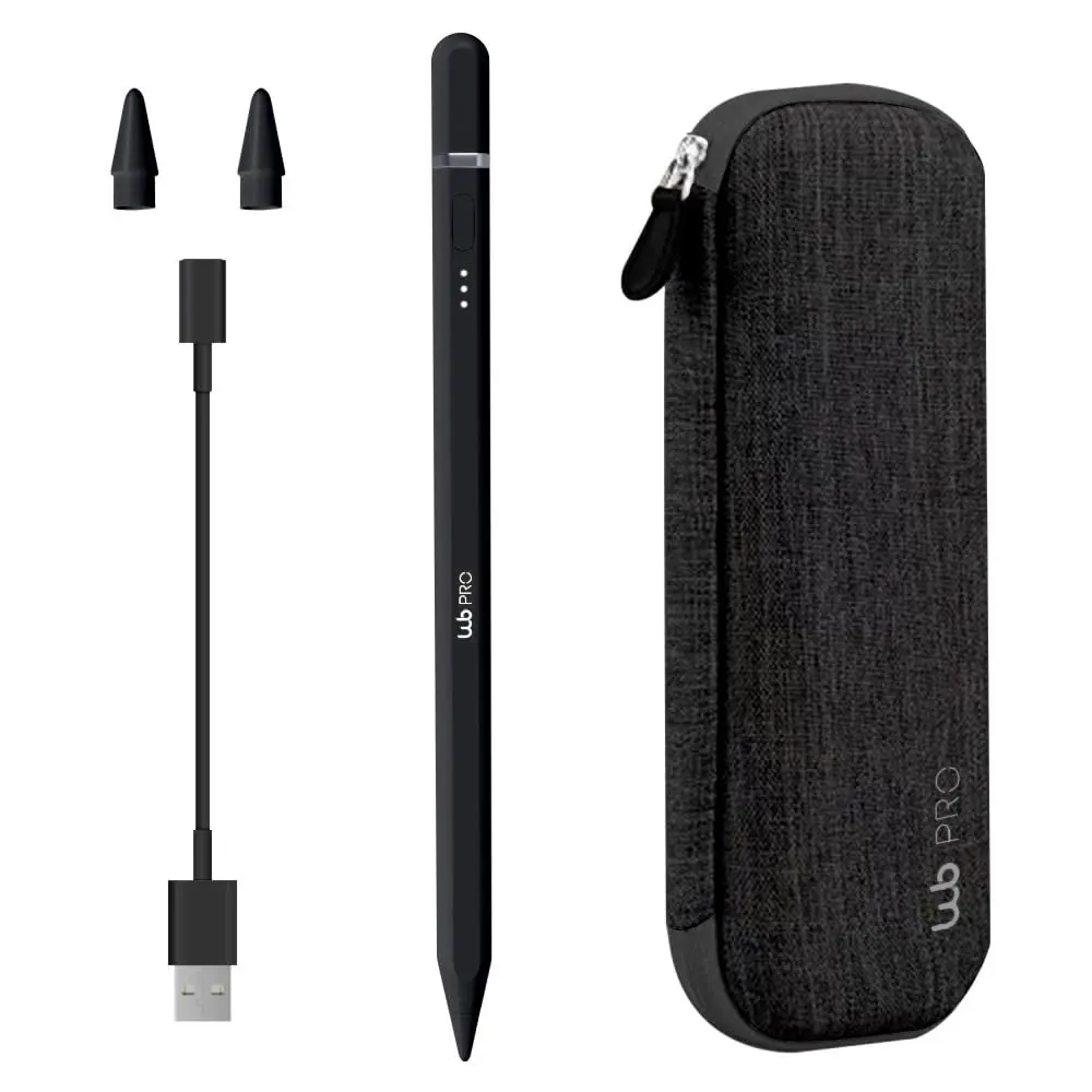 Caneta Pencil PRO WB Preta Para Apple iPad Sensível à Inclinação, Rejeição de Palma da mão e Display de Bateria acompanha estojo protetor Preto