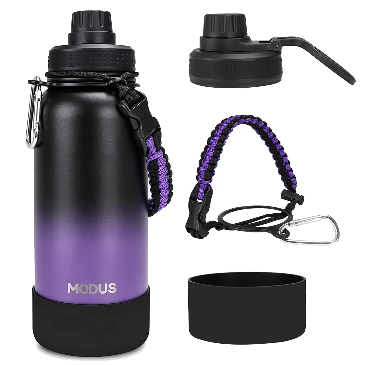 Garrafa Térmica De Água Isolada 950ml De Aço Inox Com Alça | Gradiente Preto a Roxo