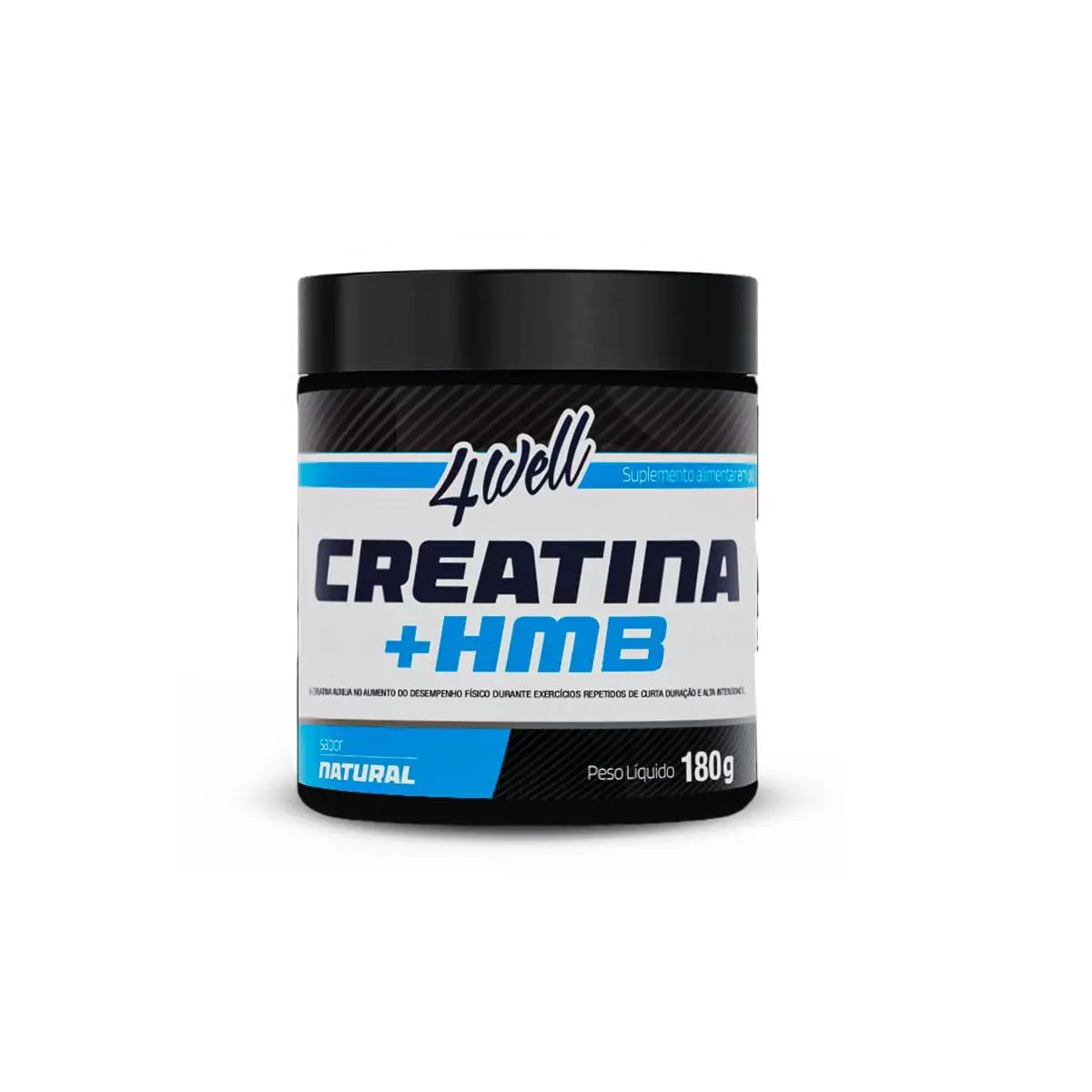 Creatina + HMB 4Well 180g Pote Sabor Natural | Combinação de Creatina + HMB em pó, pote de 180g, sabor natural, sem glúten, vegano e com dosador. - 1