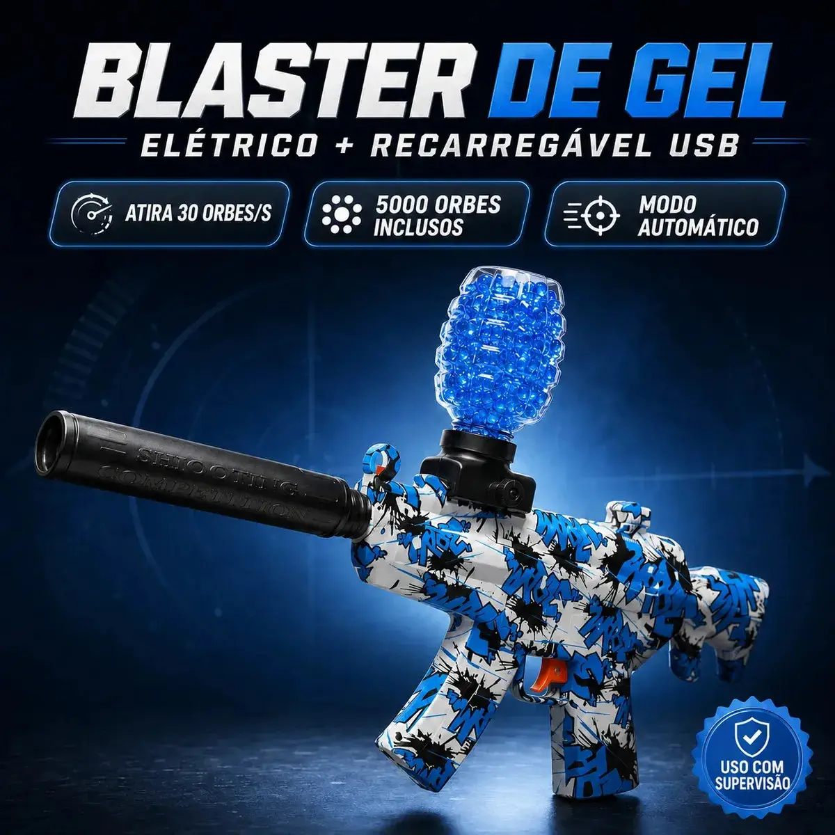 Arminha Bolinha De Gel Ak47 Metralhadora Automática Com 5000 Bolinhas Recarregavel Usb Presente Kizumba thumbnail 4