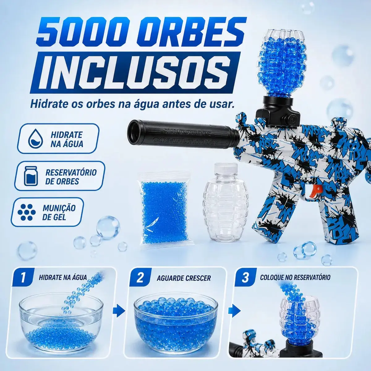 Arminha Bolinha De Gel Ak47 Metralhadora Automática Com 5000 Bolinhas Recarregavel Usb Presente Kizumba thumbnail 6