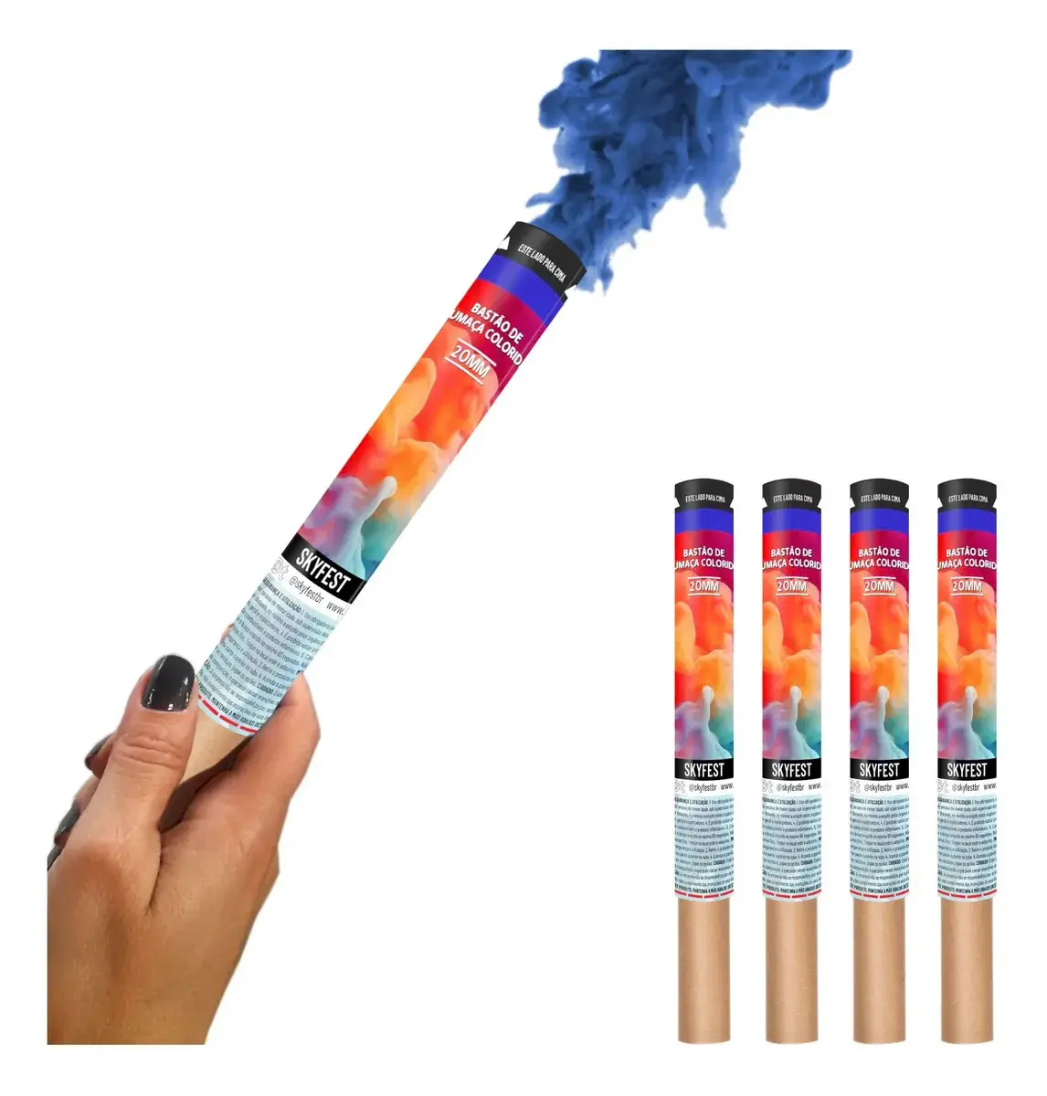 Skyfest Sinalizador Fumaça Colorida 20mm Kit 4 Unidades Cor Azul