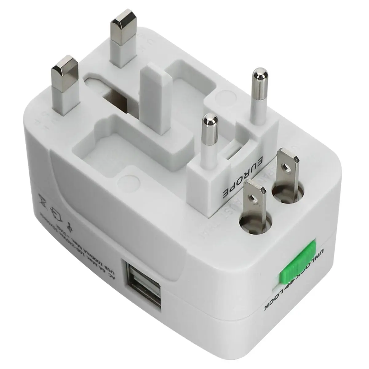 Adaptador Universal de Tomada com Porta USB – Compatível com Tomadas da Europa, EUA, Reino Unido, Austrália e Ásia – Compacto, Carregamento Rápido – Ideal para Viagens e Turismo - YASDA