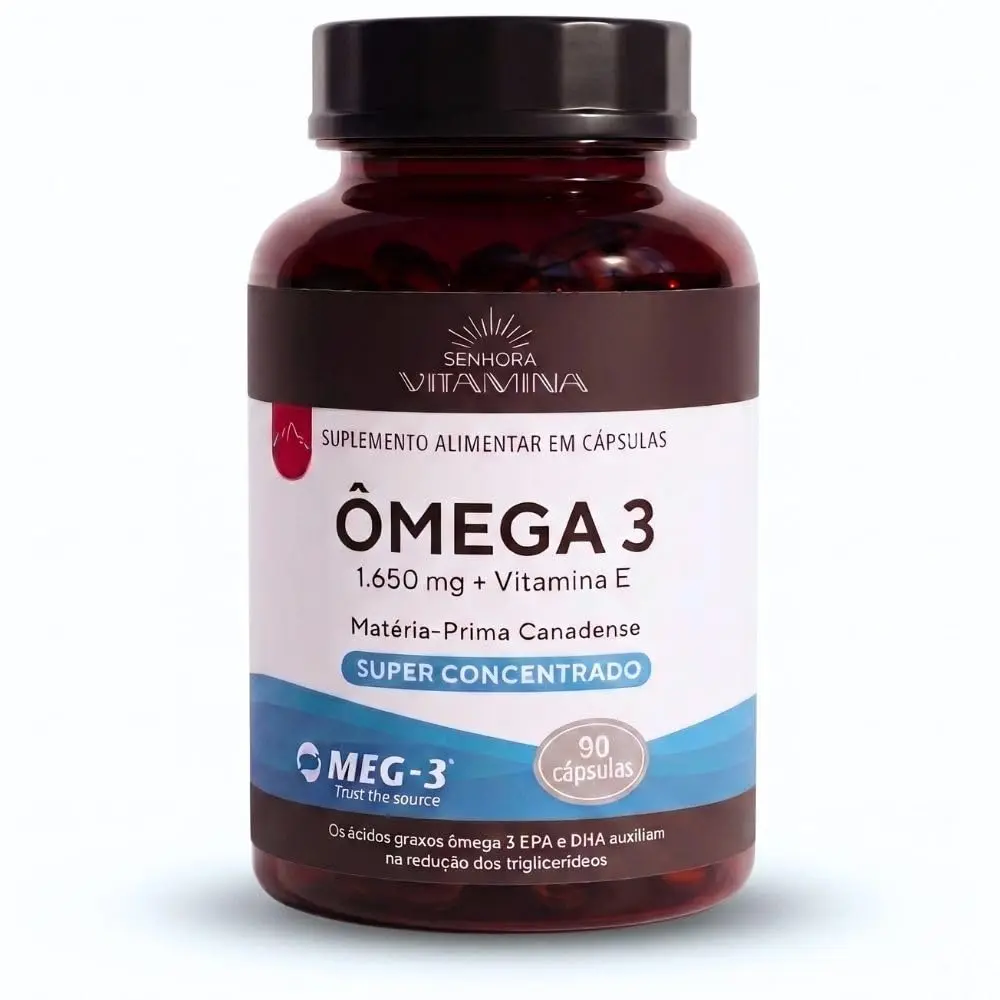Ômega 3 do Canadá Alta Concentração EPA DHA 1.650mg Certificado MEG-3-90 cápsulas